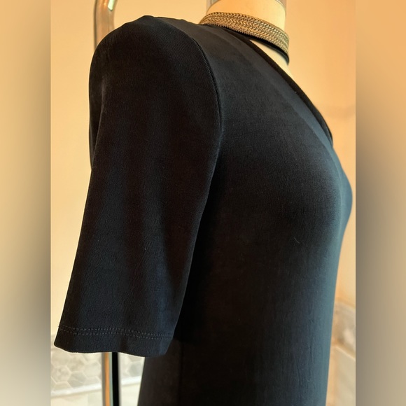 Chico’s Stretch Midi Elbow Sleeves Navy Dress S/M - Picture 6 of 10